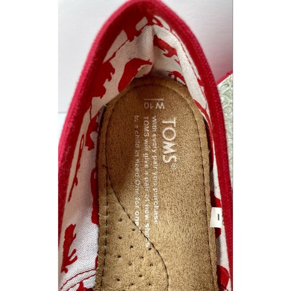 NEW TOM'S Women's 10 US Classic Red Alpargata Canvas SlipOn Shoes - Picture 5 of 10